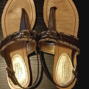 Coach Brown and Tan Leather Sandals